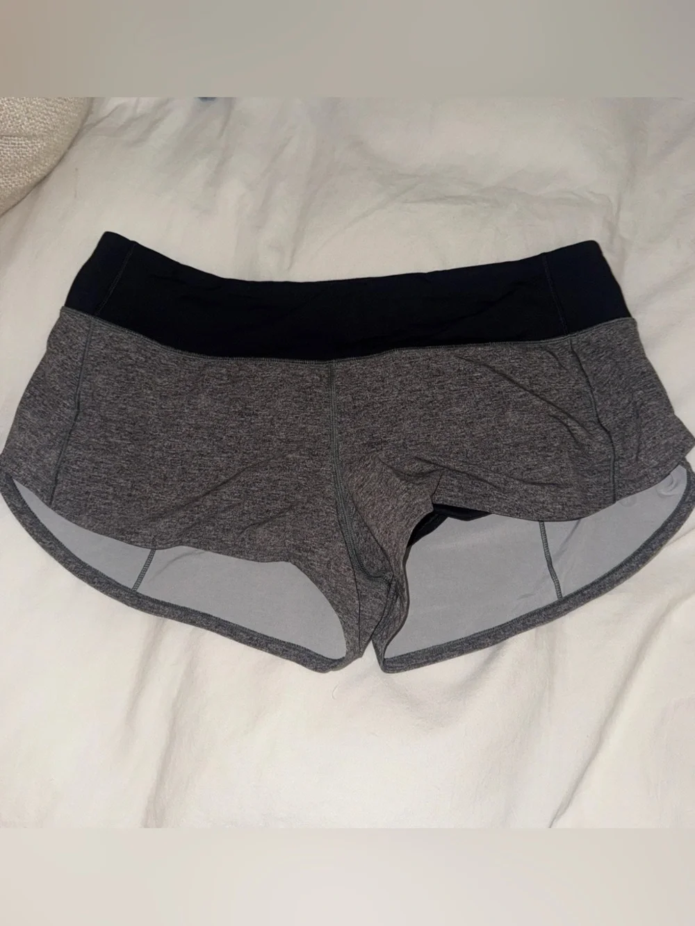 lululemon athletica Black Waistband Heather Gray Running Shorts